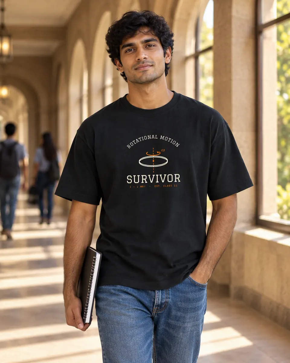 Rotational Motion Survivor t-shirt on a model