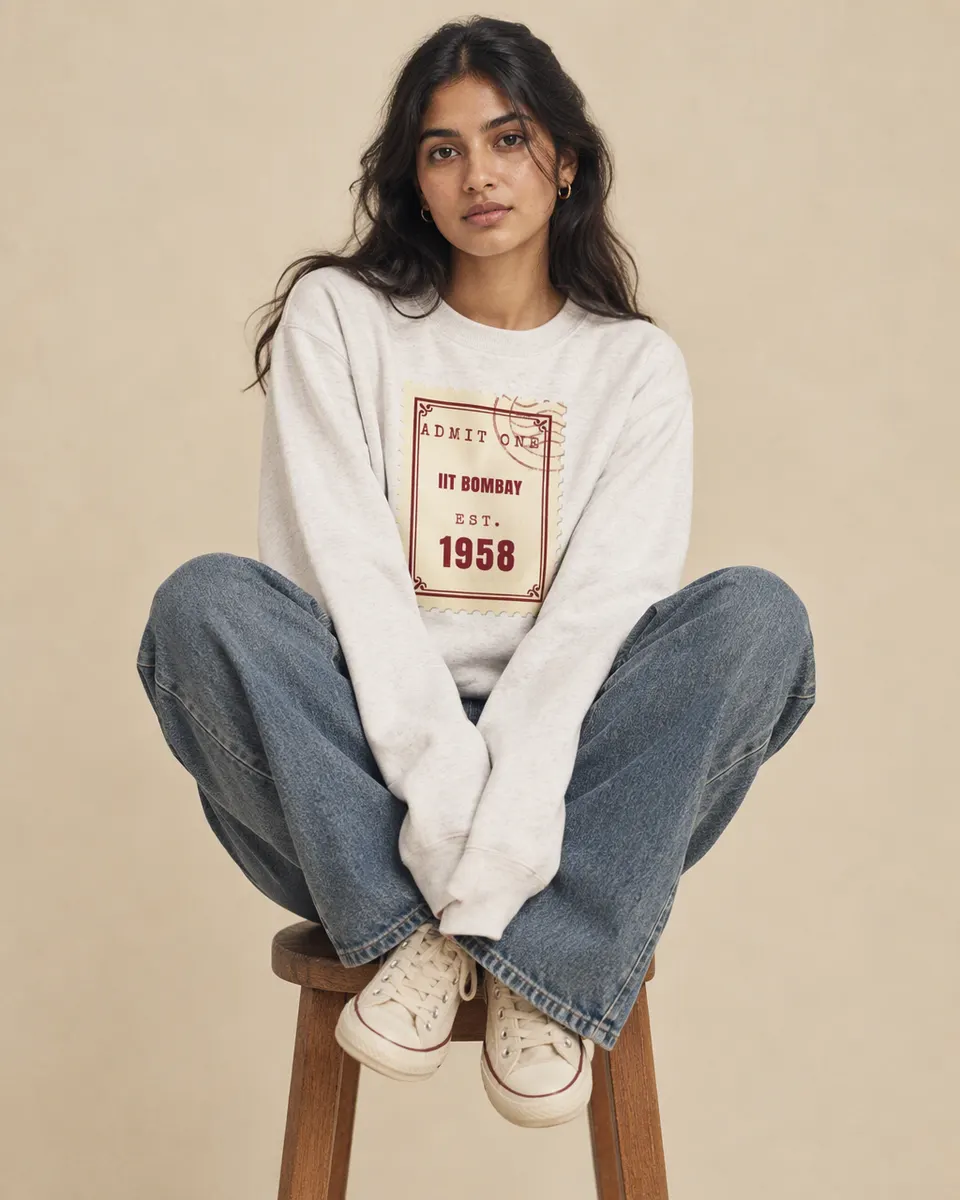 Admit One Sweatshirt, worn on campus