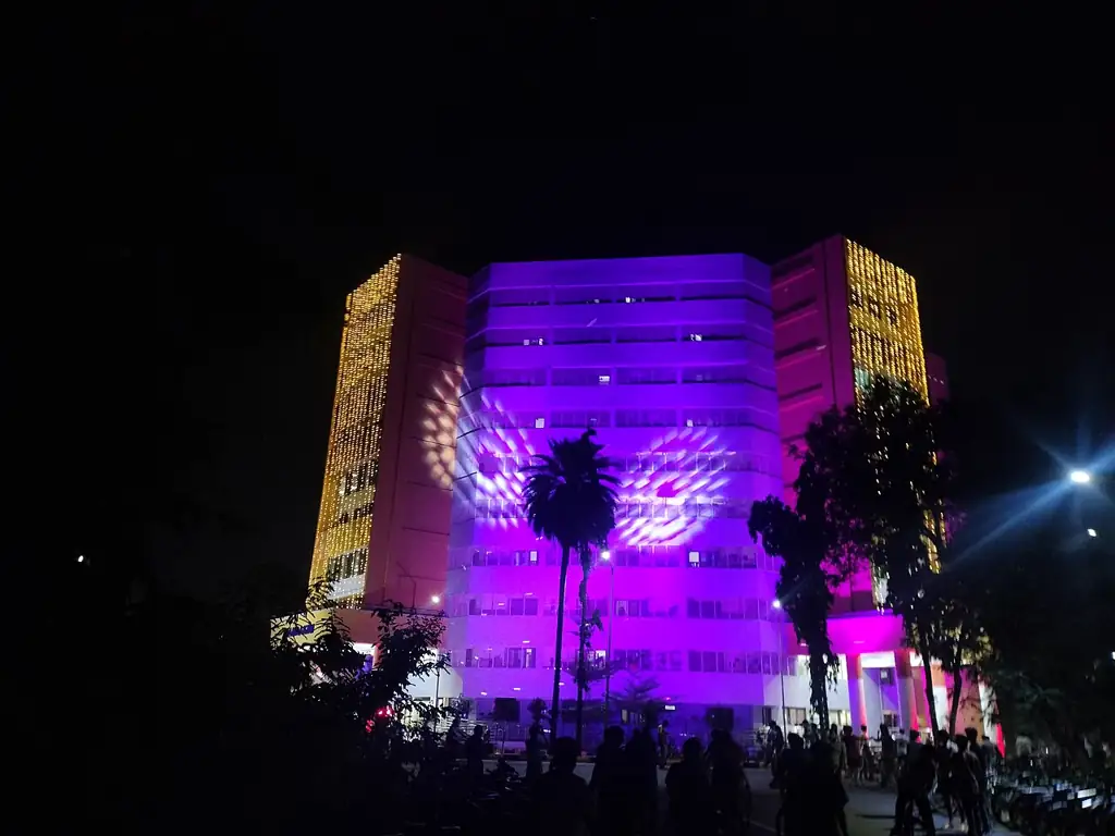Mandakini hostel at IIT Madras lit up on Diwali night