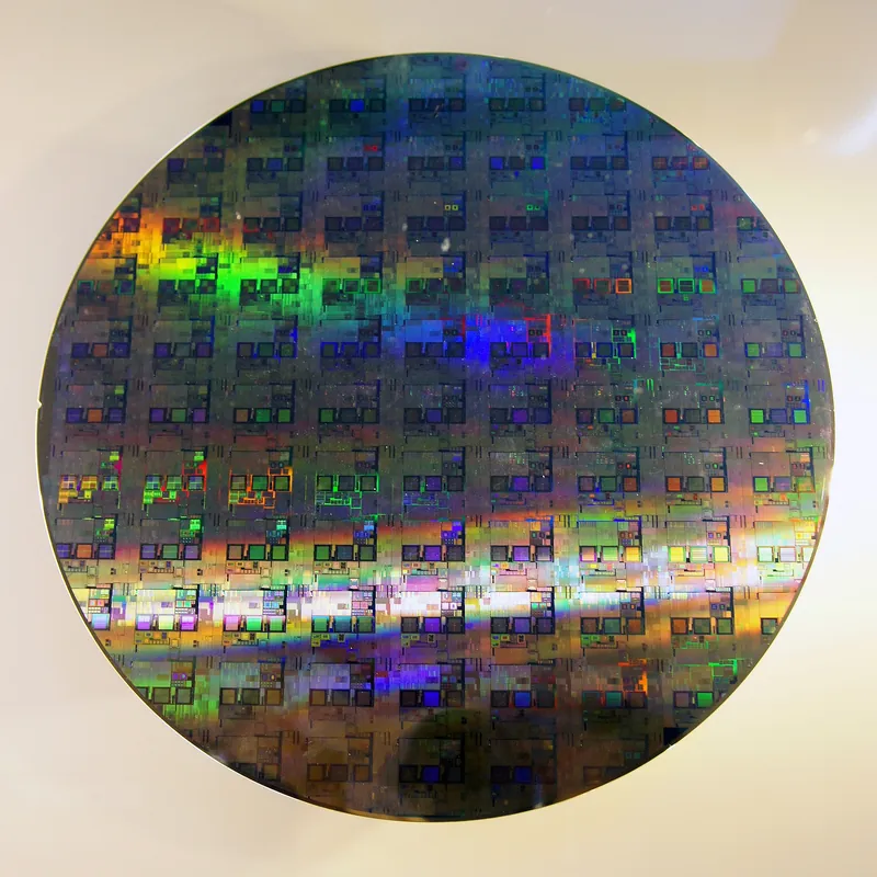 A patterned 12-inch silicon wafer