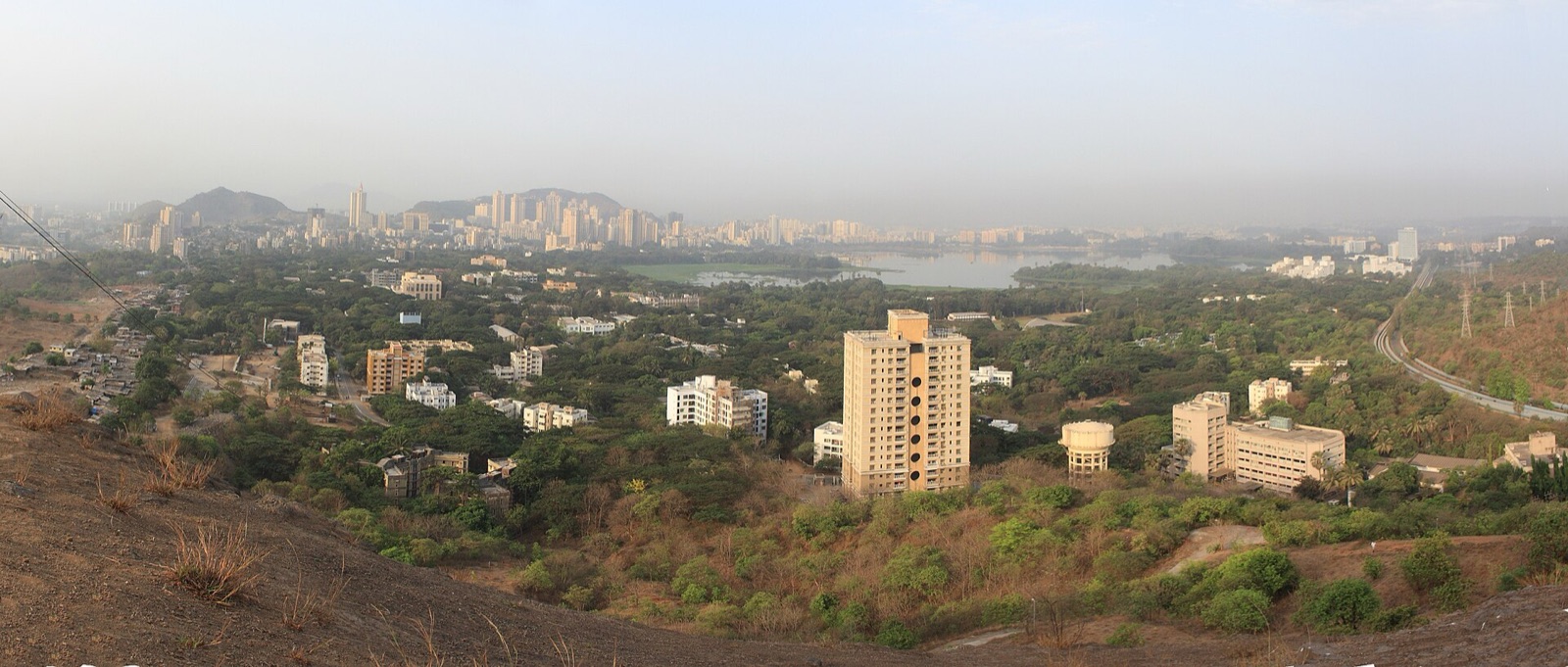 Panoramic view of IIT Bombay's Powai campus from the hilltop