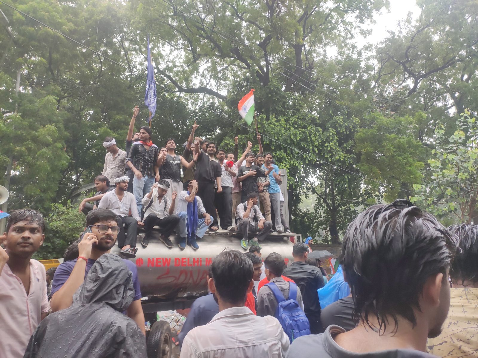 Students from across India protesting the NEET UG 2026 paper leak at Jantar Mantar, Delhi